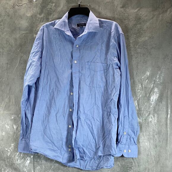 CLUB ROOM Men's Light Blue Regular-Fit Cotton Oxford Dress Shirt SZ 15.5 34/35 - Picture 1 of 9